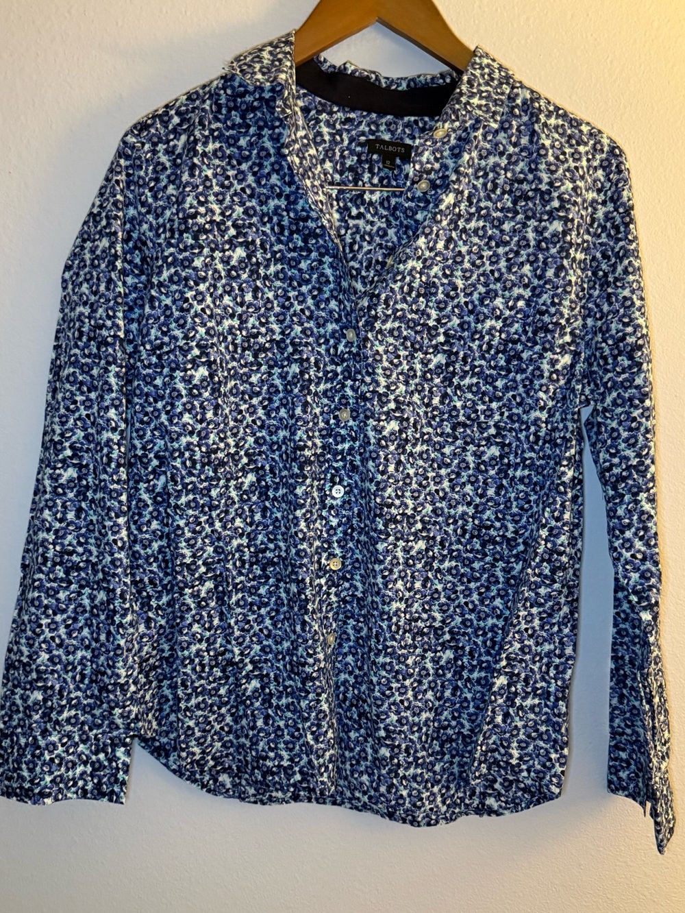 Talbots Navy and White Floral Button-Down Shirt